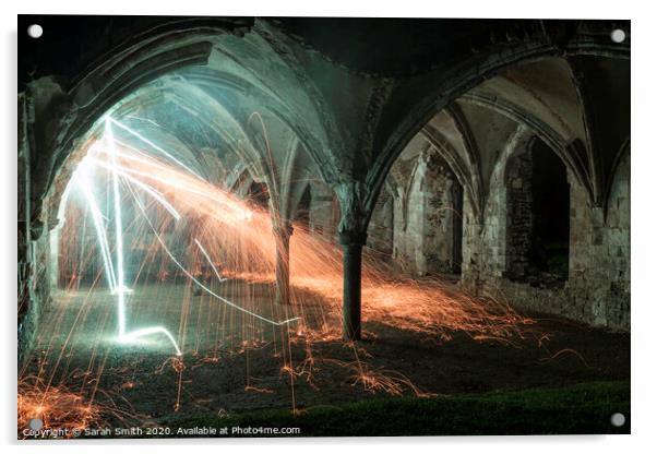 Lighting up Waverley Abbey Acrylic by Sarah Smith