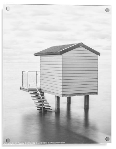 Osea View Beach Hut Acrylic by Sarah Smith