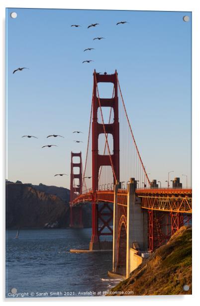 Golden Gate Bridge at Sunset Acrylic by Sarah Smith