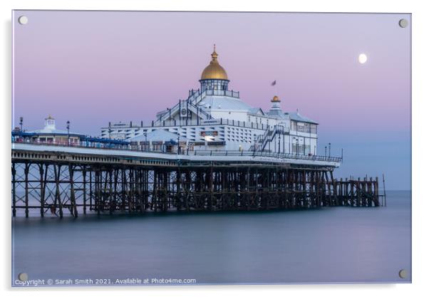 Eastbourne Pier with the Glowing Moon Acrylic by Sarah Smith