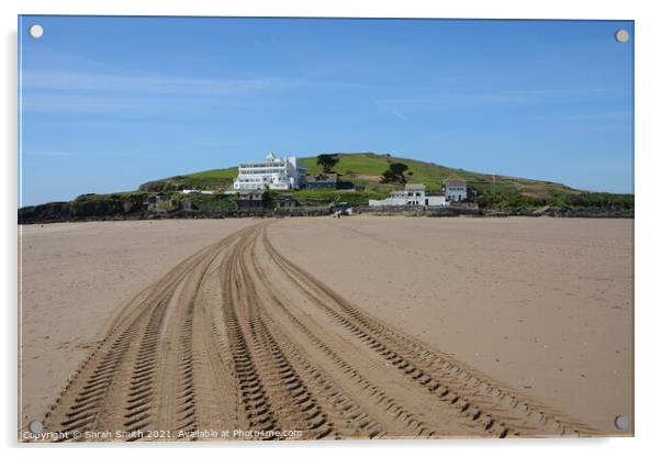 Tracks Towards Burgh Island Acrylic by Sarah Smith