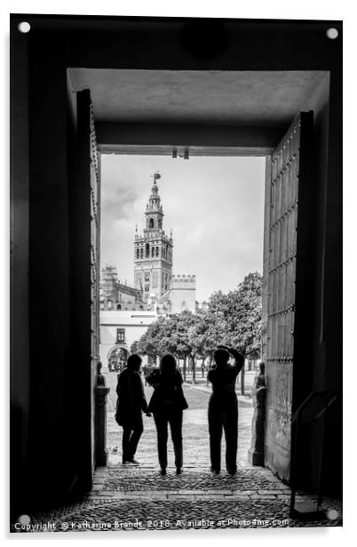 Taking photographs of the Giralda in Seville Acrylic by KB Photo