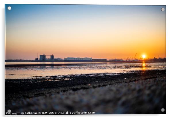 Sunset over Southampton Water, England, UK Acrylic by KB Photo