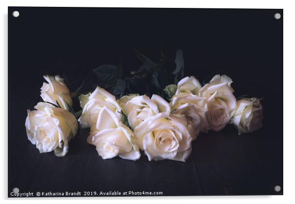 White roses vintage toned Acrylic by KB Photo