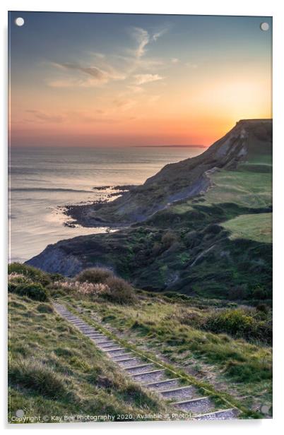 Sunset over Chapman's Pool in Dorset Acrylic by KB Photo