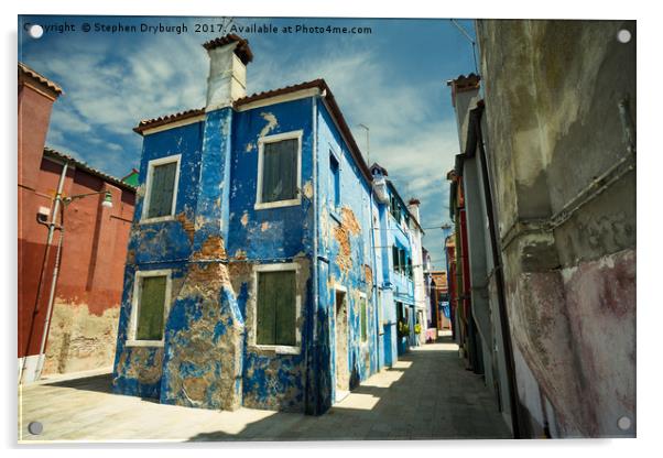 Peeling away Burano, Venice Acrylic by Stephen Dryburgh