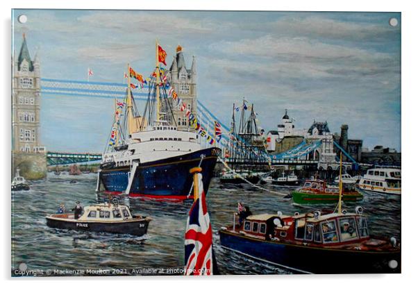 Britannia in the upper pool, For the Silver Jubilee 1977 Acrylic by Mackenzie Moulton