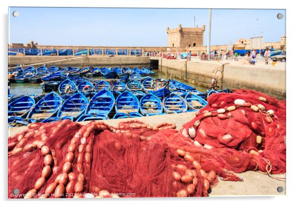 Boats and nets in Essaouira Harbour, Morocco Acrylic by Kevin Hellon
