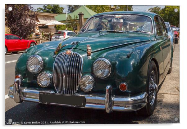Classic British Racing Green Jaguar roadster Acrylic by Kevin Hellon