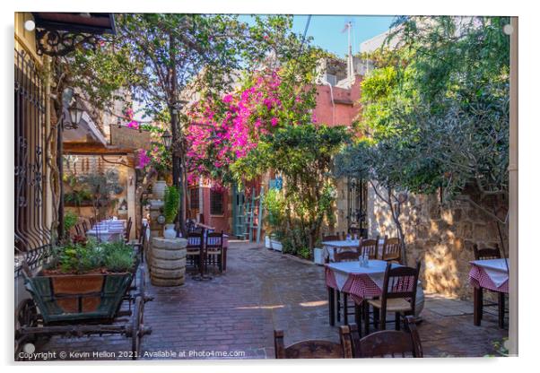 Outdoor restaurant in Chania Acrylic by Kevin Hellon