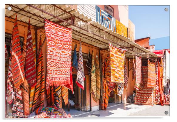 Carpets hanging outside a shop Acrylic by Kevin Hellon