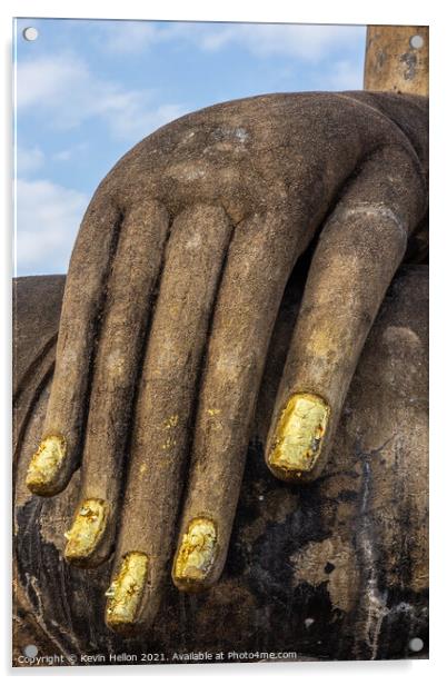 Hand of Buddha, Sukhothai, Thailand Acrylic by Kevin Hellon