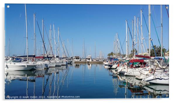 Yachts in Malaga marina Acrylic by Kevin Hellon