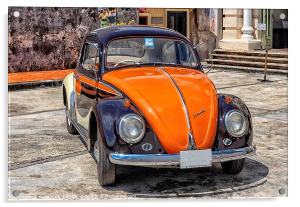 Black and orange vintage Volkswagen Beetle Acrylic by Kevin Hellon