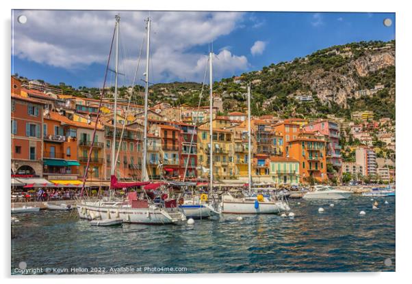 The harbour, Villefranche sur Mer, France Acrylic by Kevin Hellon