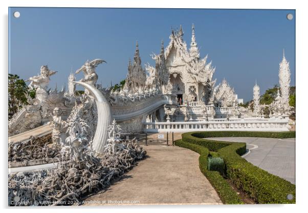 Wat Rong Khun or the White Temple, Chiang Rai, Thailand Acrylic by Kevin Hellon