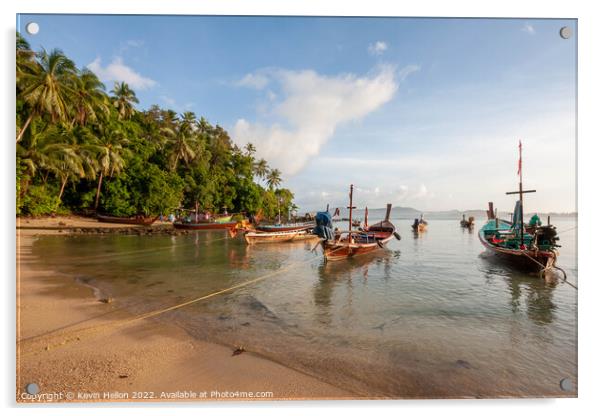Early morning, Bang Tao beach, Phuket, Thailand Acrylic by Kevin Hellon
