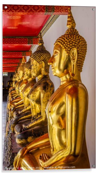 Buddha statues in Wat Pho, Bangkok, Thailand Acrylic by Kevin Hellon
