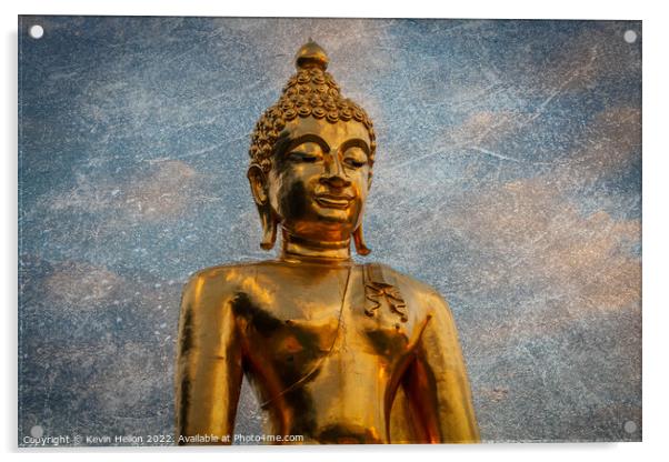 Golden Buddha statue Acrylic by Kevin Hellon