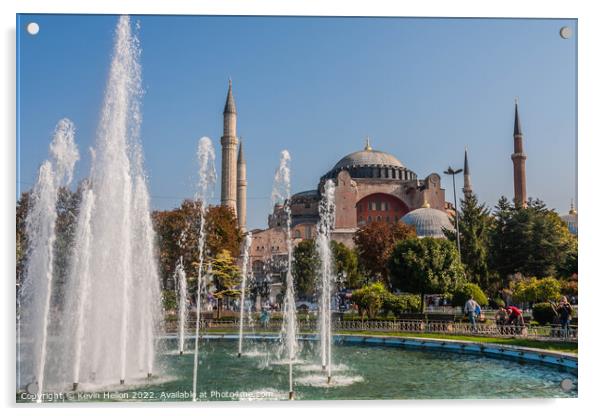 The Sultan Ahmad Maydan Fountain with Hagia Sophia in background Acrylic by Kevin Hellon