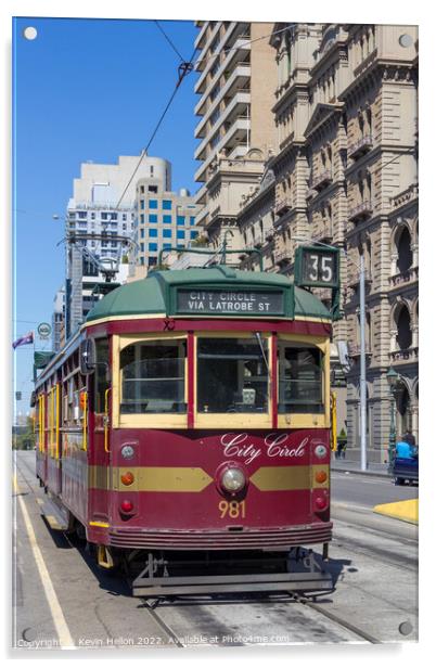 City Circle Tram on Spring Street, Melbourne, Victoria, Australi Acrylic by Kevin Hellon