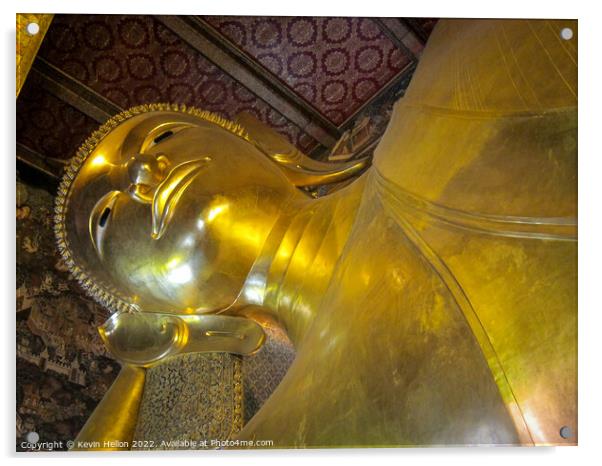 Buddha image, Wat Pho, Bangkok, Thailand Acrylic by Kevin Hellon