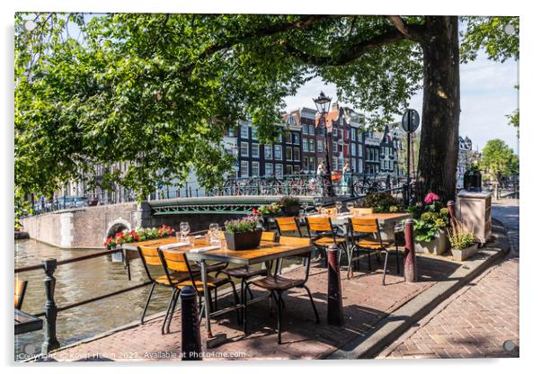 Canalside restaurant, Brouwersgracht, Amsterdam, Netherlands Acrylic by Kevin Hellon