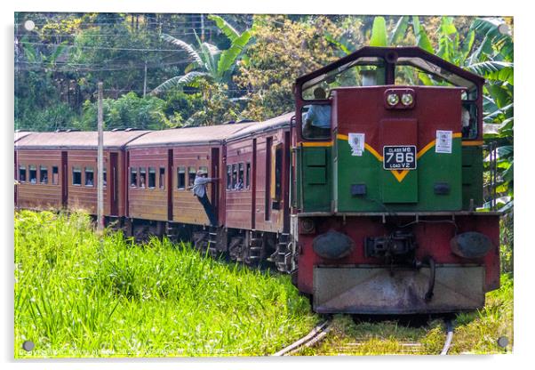 The Kandy to Ella train, Sri Lanka Acrylic by Kevin Hellon