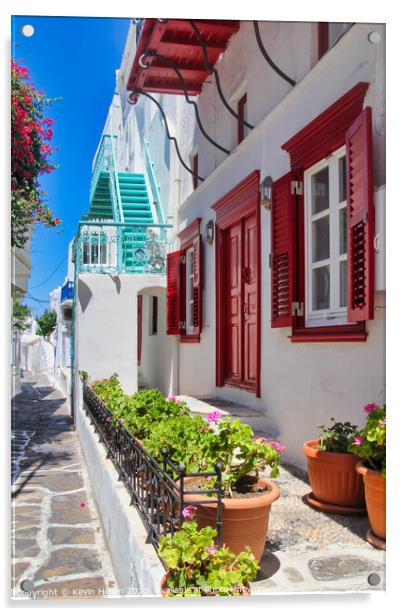 Typical house in Chora, Mykonos, Greece Acrylic by Kevin Hellon