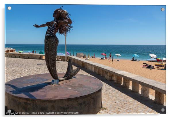 Mermaid statue, Albufeira Acrylic by Kevin Hellon