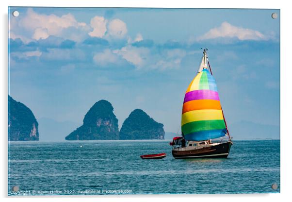 Sailing in Phang Nga Bay, Phuket, Thailand Acrylic by Kevin Hellon