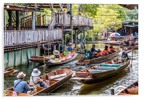 Tourist Boats, Damnoen Saduak floating market, Thailand Acrylic by Kevin Hellon