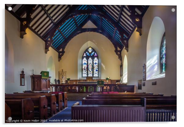 Interior of St Seiriol's Church, Penmon Priory Church, Acrylic by Kevin Hellon