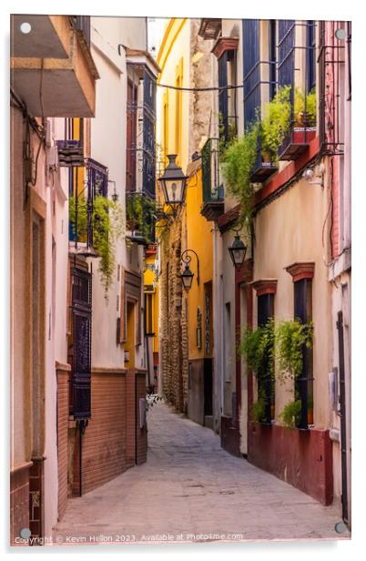 Narrow street in Seville, Spain Acrylic by Kevin Hellon
