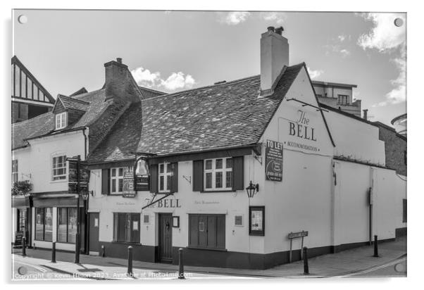 The Bell public house and hotel, Frogmoor, High Wycombe.  Acrylic by Kevin Hellon