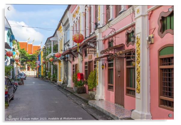 Restored Sino Portuguese buildings in Soi Romanee Acrylic by Kevin Hellon