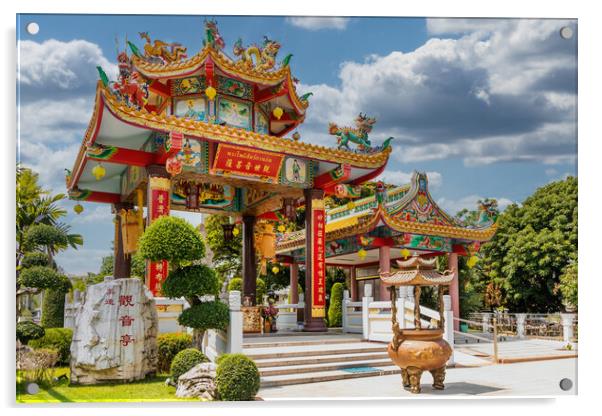 Chinese temple, Mae Sot, Thailand Acrylic by Kevin Hellon