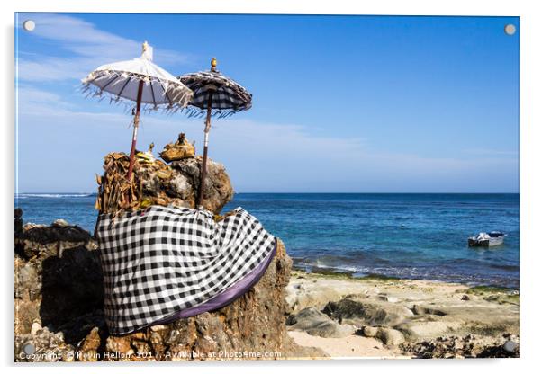 Balinese shrine on Bingin Beach Acrylic by Kevin Hellon