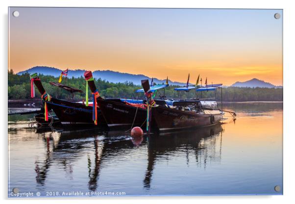 Long tail boats  Acrylic by Kevin Hellon