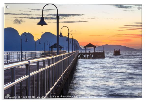 Dawn, Khlong Kian pier Acrylic by Kevin Hellon