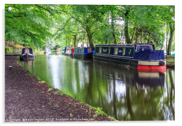 Narrowboats in canal basin Acrylic by Kevin Hellon