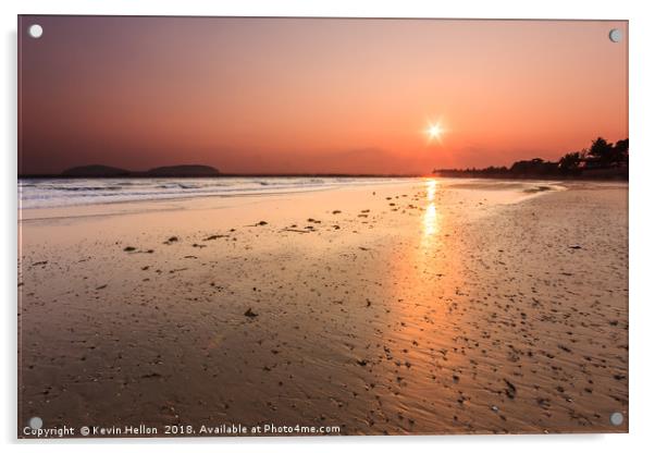 Sunrise at Sai Ri beach, Acrylic by Kevin Hellon