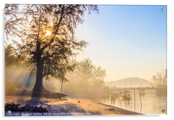 Misty morning on a river estuary Acrylic by Kevin Hellon