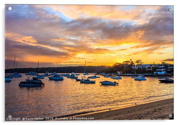 Sunset 0ver Watsons Bay harbour Acrylic by Kevin Hellon