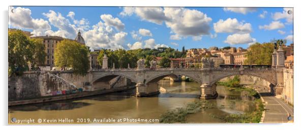 Ponte Vittorio Emanuele II, Rome, Italy Acrylic by Kevin Hellon