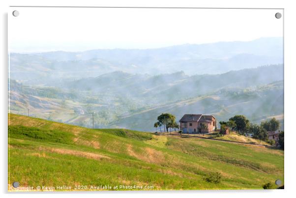 Farmhouse perched on top of a hill in the Emillia  Acrylic by Kevin Hellon