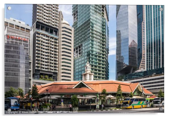 Lau Pa Sat food court  Acrylic by Kevin Hellon