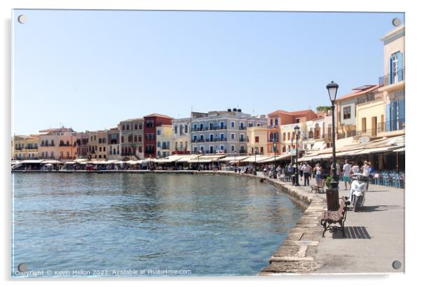 Restaurants by the side of the old Venetian harbou Acrylic by Kevin Hellon