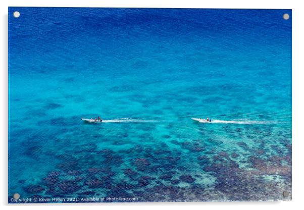 Boats off Dravuni Island Acrylic by Kevin Hellon