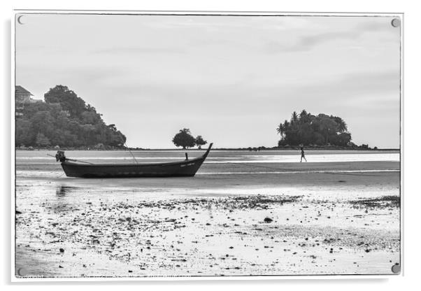 boat and jogger on Nai Yang beach Acrylic by Kevin Hellon